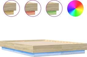 vidaXL Πλαίσιο Κρεβατιού με LED Sonoma Δρυς 120x190 εκ.