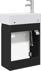 vidaXL Μονάδα μπάνιου με βρύση Μαύρο 45,5 x 22,5 x 84 εκ