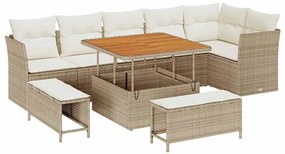 vidaXL Σετ Καναπέ Κήπου 9 pcs Μπεζ συνθετικό ρατάν