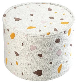 Terrazzo Πουφ Σκαμπο Υφασμα Μπουκλε / Σενιλ Υπόλευκο