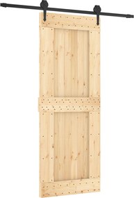vidaXL Συρόμενη Πόρτα Φυσικό και Μαύρο 80 x 210 cm