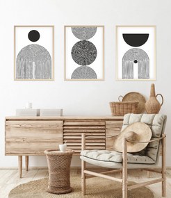 Decorative Framed MDF Painting (3 Pieces) Huhu163 - 50 x 70 Multicolor