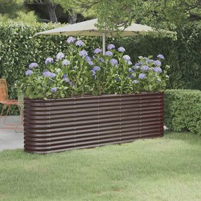 vidaXL Ζαρντινιέρα Καφέ 224x40x68 εκ. Γαλβανισμένος χάλυβας