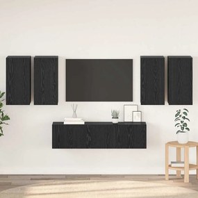 vidaXL Σετ επίπλου τηλεόρασης με ράφι 6 pcs Μαύρη Δρυς 60 x 30 x 30 cm