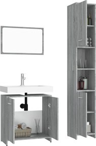 vidaXL Σετ Επίπλων Μπάνιου 3 Τεμαχίων Γκρι Sonoma Επεξεργασμένο Ξύλο