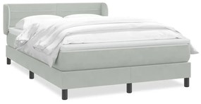 Κρεβάτι Boxspring με Στρώμα Ανοιχτό Γκρι 160x210 εκ. Βελούδινο - Γκρι