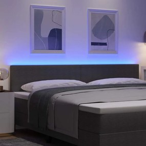 vidaXL LED κεφαλάρι Ανοιχτό γκρι 200 cm Υφασμάτινο Κορντουρά