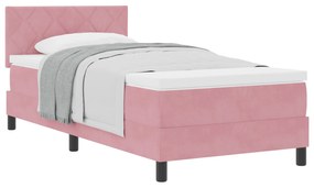 vidaXL κρεβάτι Box Spring με στρώμα  Ροζ Μονό Βελούδινο
