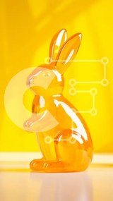 Intra Συλλεκτικό Ξύλινο Παζλ Plywood  4mm - Πολύχρωμο ειδώλιο λαγουδάκι σε πορτοκαλί φόντο Σε Ξύλινο Κουτί - Διαστάσεις: 10x10 cm – 25 κομμάτια