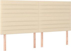 vidaXL Κρεβάτι Boxspring με Στρώμα &amp; LED Κρεμ 200x200 εκ. Υφασμάτινο