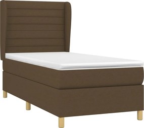 vidaXL Κρεβάτι Boxspring με Στρώμα Σκούρο Καφέ 80x200 εκ. Υφασμάτινο