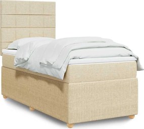 vidaXL Κρεβάτι Boxspring με Στρώμα Κρεμ 100 x 200 εκ. Υφασμάτινο
