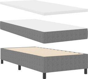 vidaXL LED Κρεβάτι με βάθρο Ανοιχτό Γκρι και Λευκό 90 x 190 cm