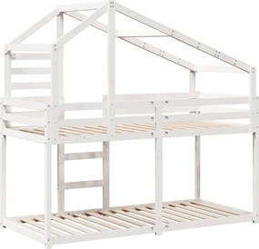 vidaXL Κουκέτα με Οροφή Λευκό 80x200 εκ. από Μασίφ Ξύλο Πεύκου