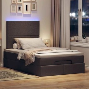 Οθωμανικό κρεβάτι με στρώμα & LEDs Σκούρο καφέ 120x190cm ύφασμα 3313909