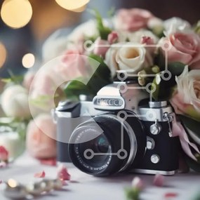 Intra Συλλεκτικό Ξύλινο Παζλ Plywood 4mm - Vintage κάμερα και λουλούδια Σε Ξύλινο Κουτί - Διαστάσεις Puzzle: 10x10 cm – 25 κομμάτια