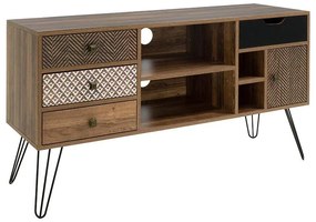 Έπιπλο τηλεόρασης Boho καρυδί με μεταλλικά πόδια 120x39x64εκ 120x39x64 εκ.