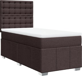 vidaXL Κρεβάτι Boxspring με Στρώμα Σκούρο Καφέ 100x200 εκ. Υφασμάτινο