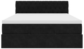 vidaXL Οθωμανικό κρεβάτι με στρώμα Μαύρο 140x190cm Βελούδο
