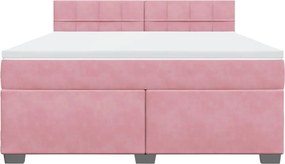 vidaXL Κρεβάτι Boxspring με Στρώμα Ροζ 180x200 εκ. Βελούδινο
