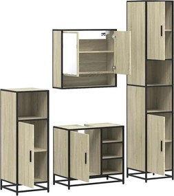 vidaXL Σετ Επίπλων Μπάνιου 4 Τεμαχίων Sonoma Δρυς Επεξεργασμένο Ξύλο