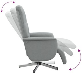 vidaXL Πολυθρόνα Ανακλινόμενη με Υποπόδιο Ανοιχτό Γκρι Υφασμάτινη