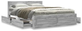 vidaXL Πλαίσιο Κρεβατιού με Κεφαλάρι Γκρι Sonoma 140x190εκ. Επεξ. Ξύλο