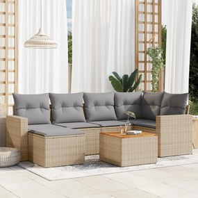 vidaXL Patio Sofa Set 6-θέσια Μίξη μπεζ και ανοιχτό γκρι