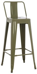 Σκαμπό μπάρ με πλάτη Melita-Pro Μεταλλικό Dark Olive Green 42x42x100Υ εκ. 42x42x100 εκ.