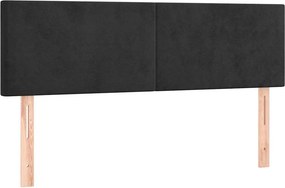 vidaXL Κρεβάτι Boxspring με Στρώμα &amp; LED Μαύρο 140x200 εκ. Βελούδινο