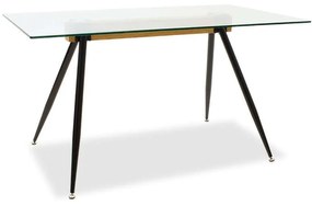Τραπέζι Astrid 101-000019 140x80x75cm Natural-Black Metal, Glass