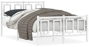 Πλαίσιο Κρεβατιού με Κεφαλάρι&amp;Ποδαρικό Λευκό 120x190εκ. Μέταλλο