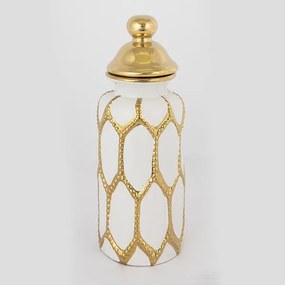 ΒΑΖΟ ΜΕ ΚΑΠΑΚΙ ΚΕΡΑΜΙΚΟ ΛΕΥΚΟ - ΧΡΥΣΟ 12.5x36cm|752-20102