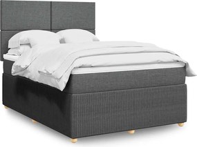 vidaXL Κρεβάτι Boxspring με Στρώμα Σκούρο Γκρι 140x200 εκ Υφασμάτινο