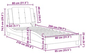 Πλαίσιο Κρεβατιού Κεφαλάρι Μαύρο/Λευκό 80x200εκ Συνθετικό Δέρμα - Λευκό