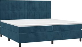 vidaXL Κρεβάτι Boxspring με Στρώμα Σκούρο Μπλε 200x200 εκ. Βελούδινο