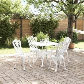 vidaXL Σερβίτσιο τραπεζιού κήπου 5 pcs Λευκό Χυτό αλουμίνιο