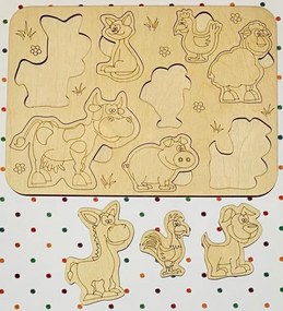Intra απο ξύλο plywood 3mm-4mm πάχος - Animals Wooden Peg Puzzle Πίνακας παζλ με ζώα Δίασταση 30x30 cm Intraeaxys-e1gkv38o