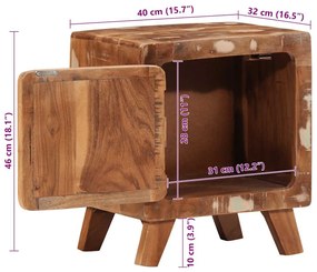 Κομοδίνο 40x32x46 cm Στερεό ξύλο αναγεννημένο - Καφέ