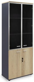 Intrahome Ντουλάπα γραφείου με γυάλινες πόρτες URALSALEXA Intrahome χρώμα φυσικό - ανθρακί 80x40x200εκ | SKU: INTRAPA-170111133