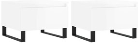vidaXL Τραπεζάκια Σαλονιού 2 τεμ. Γυαλ. Λευκό 50x46x35 εκ. Επεξ. Ξύλο