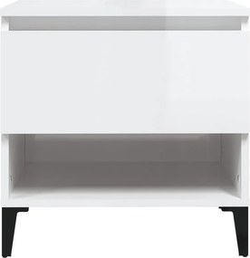 vidaXL Βοηθητικό Τραπέζι Γυαλιστ. Λευκό 50x46x50εκ. Επεξεργασμένο Ξύλο