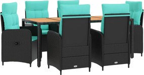 vidaXL Σετ Εξωτερικής Τραπέζης 7 τμχ. Black and Turquoise