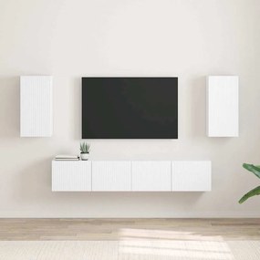 vidaXL Ντουλάπι Τηλεόρασης Τοίχου 2 pcs Λευκό Επεξεργασμένο Ξύλο
