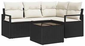 vidaXL Σετ Καναπέ Κήπου 5 pcs Μαύρο Πολυ ράταν