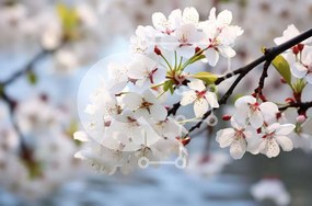 Intra Συλλεκτικό Ξύλινο Παζλ Plywood 4mm - Άνθη λευκών κερασιών την άνοιξη Σε Ξύλινο Κουτί - Διαστάσεις: 10x10 cm – 25 κομμάτια