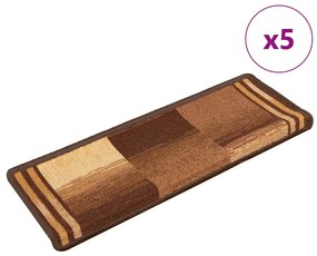 vidaXL Πατάκια Σκάλας Αυτοκόλλητα 5 τεμ. Καφέ 65x21x4 εκ.