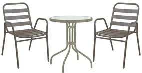 Σετ κήπου - Τραπεζαρία Watson - Sussie 3 τεμ. μέταλλο - γυαλί σαμπανιζέ Φ60x70 εκ. 60x60x70 εκ.