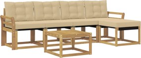 vidaXL Σειρά Καναπέ Εξωτερικού με μαξιλάρι 6 pcs Λευκό και Μπεζ