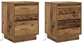 vidaXL Κομοδίνο 2 pcs Παλιό Ξύλο 39 x 34.5 x 50 εκ. Επεξεργασμένο ξύλο